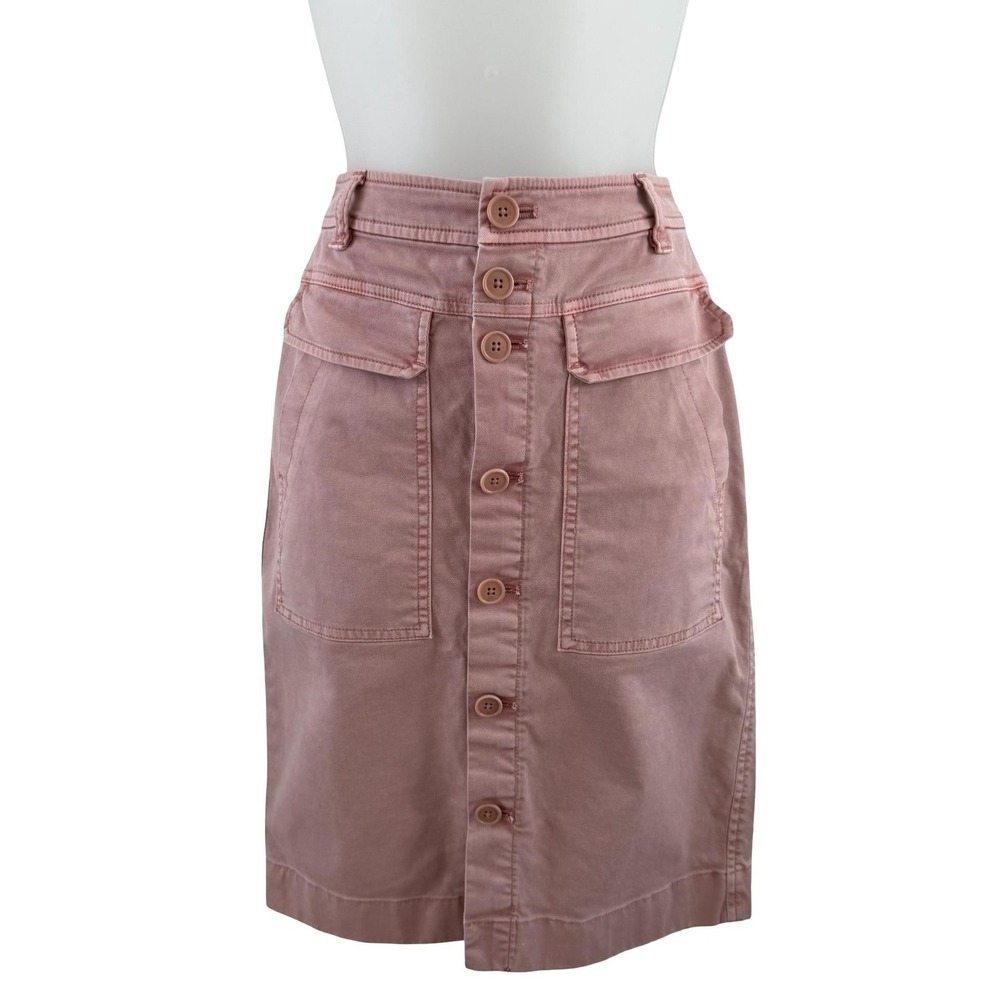 J Crew Pencil Skirt Womens 0 Button Front High‎ Waist Pockets Utility Gorpcore - Picture 2 of 16